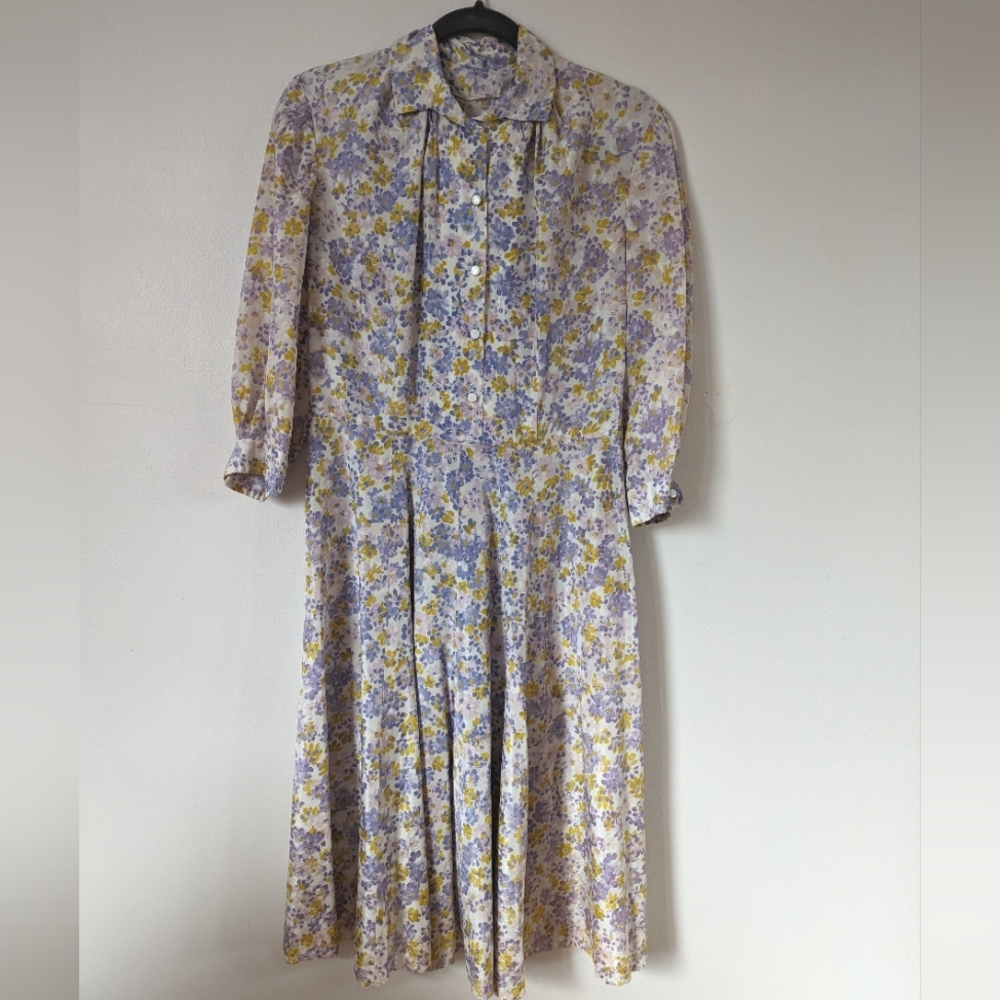 1950s full skirted spring floral dress - AS IS